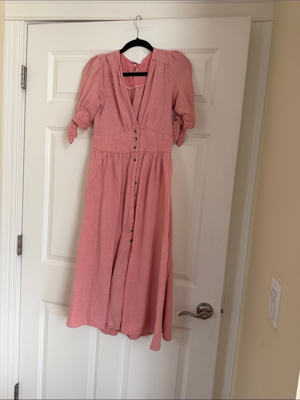 Free People Dusty Pink Button-Front Midi Dress